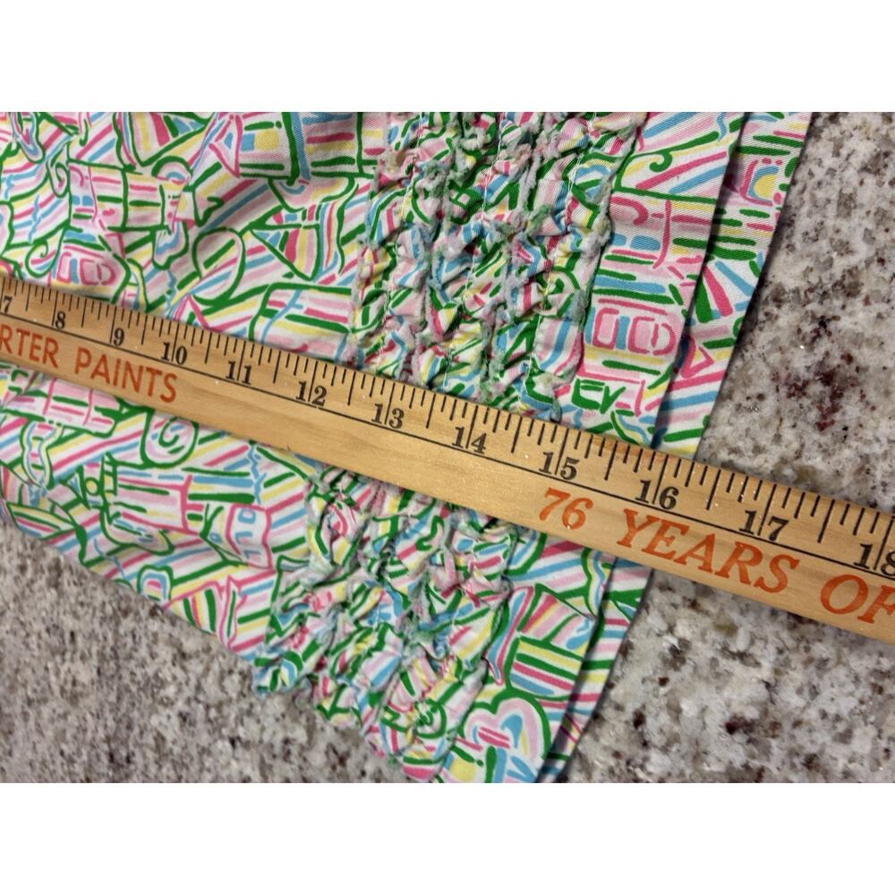Lilly Pulitzer Green Pink sailboat lighthouse Skirt Size 14 Ruffled trim - Picture 9 of 9